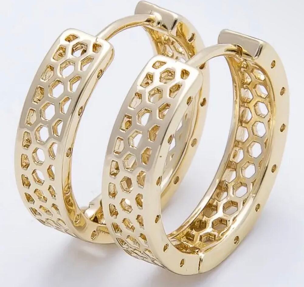 14K Gold Filled 19MM Round Filigree Open Huggies